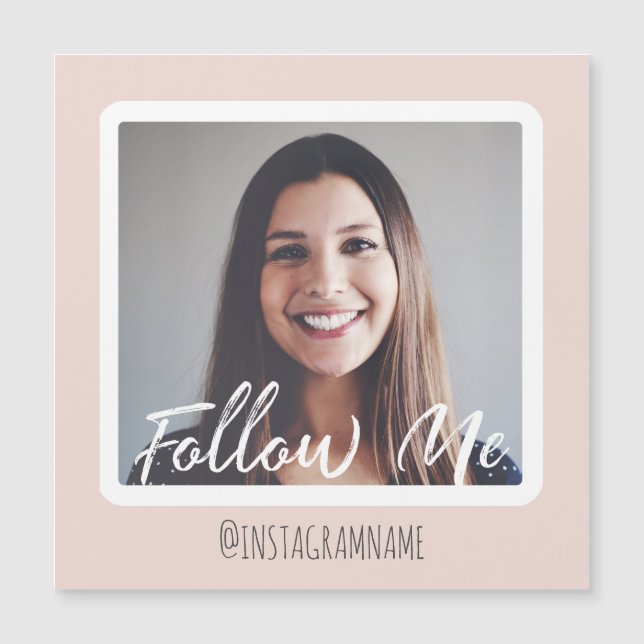 Moderne rose médias sociaux Suivez-moi Magnet phot (Devant)