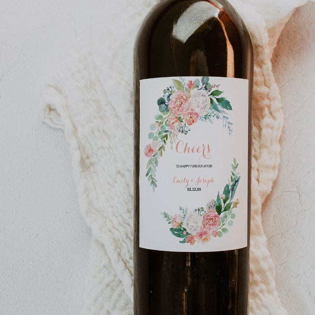 Moderne rose Tropical Floral Mariage Étiquettes de (Créateur téléchargé)