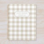 Moderne Russe Buffalo Beige Check Planner<br><div class="desc">Carnet à planificateur personnalisé avec motif à buffle beige avec nom personnalisé.</div>