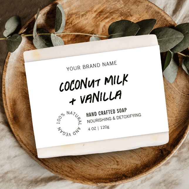 Moderne Russe Noir & Blanc Soap Bar Wrapper Étique (Minimalist rustic style soap bar wraparound bellyband label templates in black and white)