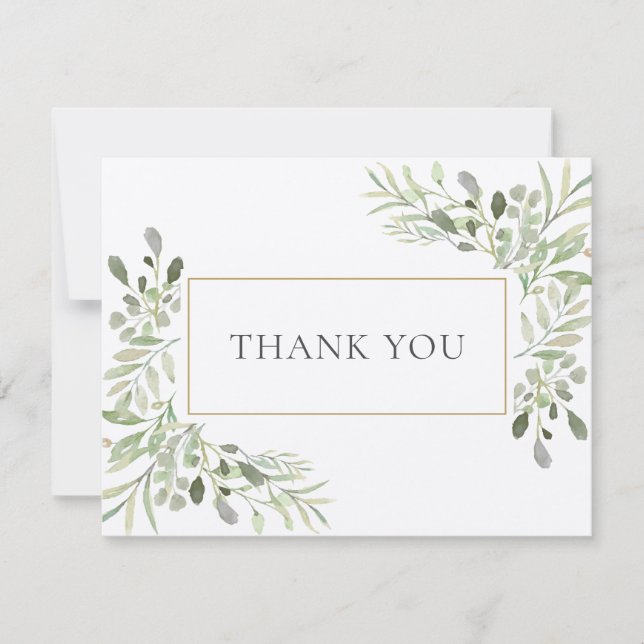 Moderne Rustic Green Carte de remerciements d'affa (Devant)