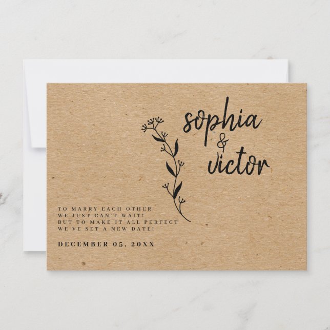 Moderne Rustique Floral Changement Le Faire-part D (Devant)