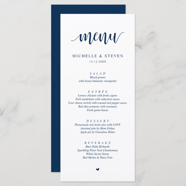 Moderne Rustique Mariage Elopement Menu Dîner (Devant / Derrière)