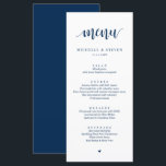 Moderne Rustique Mariage Elopement Menu Dîner<br><div class="desc">Carte de dîner Rustique moderne Mariage Elopement. Customisez facilement et personnalisez-vous selon vos besoins,  et vos invités de dîner seront ravis quand ils verront ce menu de dîner parfait et élégant. (thème bleu marine)</div>