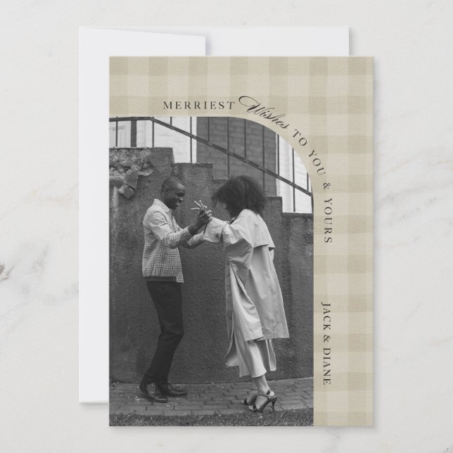 Moderne Rustique Plaid Carte photo de vacances Per (Devant)