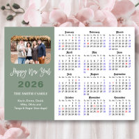 Moderne Sage Green 2024 Calendrier Famille Magnéti