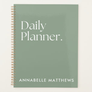 Moderne Sage Green Planneur Quotidien Avec Monogra