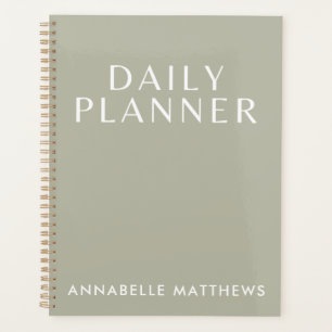 Moderne Sage Green Planneur Quotidien Avec Monogra