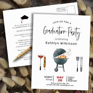 Moderne Script Graduation BBQ Party Invitation