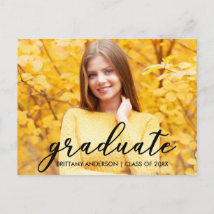 Moderne Script Graduation Party Invitation Photo B