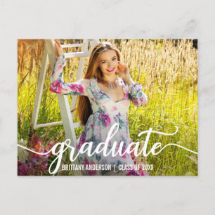 Moderne Script Graduation Party Invitation Photo W