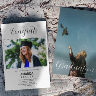 Moderne Script Graduation Photo Invitation