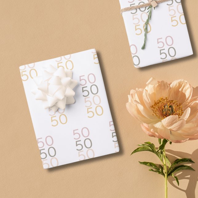 Moderne Simple 50 Anniversaire Papier Enveloppé Je (Créateur téléchargé)