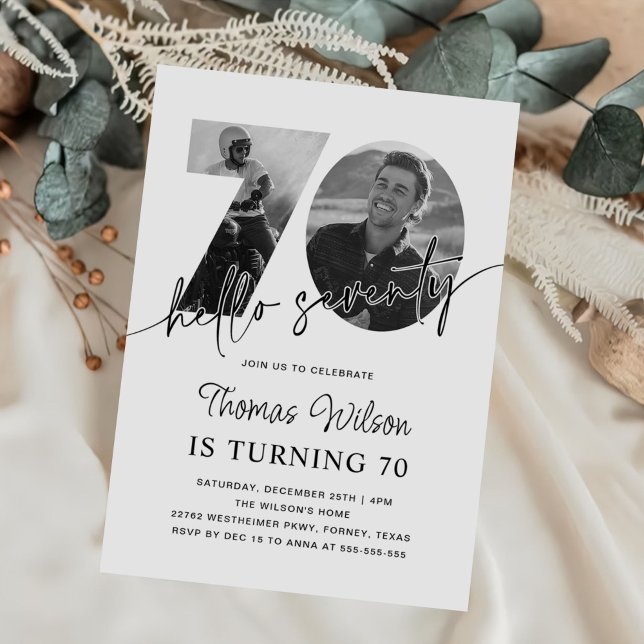 Moderne Simple 70e anniversaire Invitation photo (Créateur téléchargé)