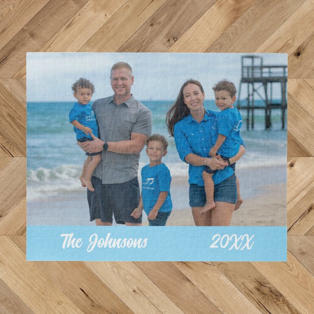 Moderne Simple Beach Family Photo Jigsaw Puzzle (Créateur téléchargé)