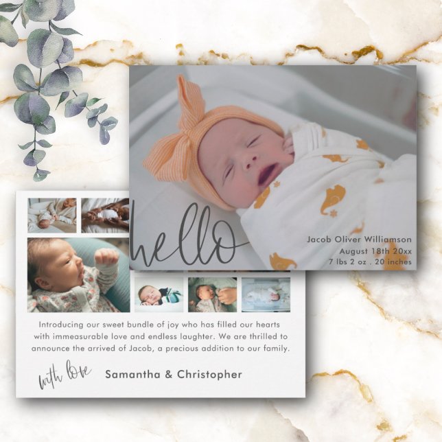 Moderne simple Hello Baby Photo Faire-part (Créateur téléchargé)