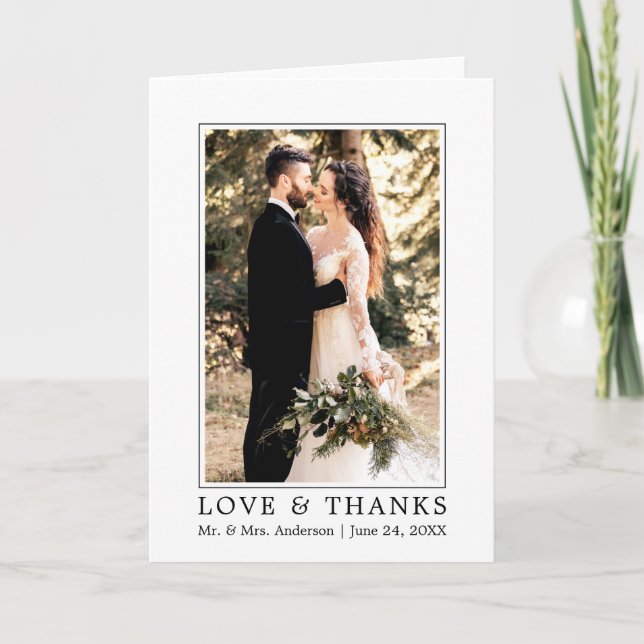 Moderne simple Mariage amour et merci plié (Devant)