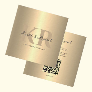 Moderne simple Mariage QR Code Gold Invitation