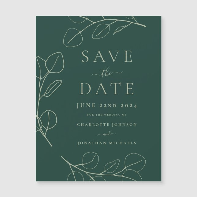 Moderne simple Mariage vert Foliage (Devant)