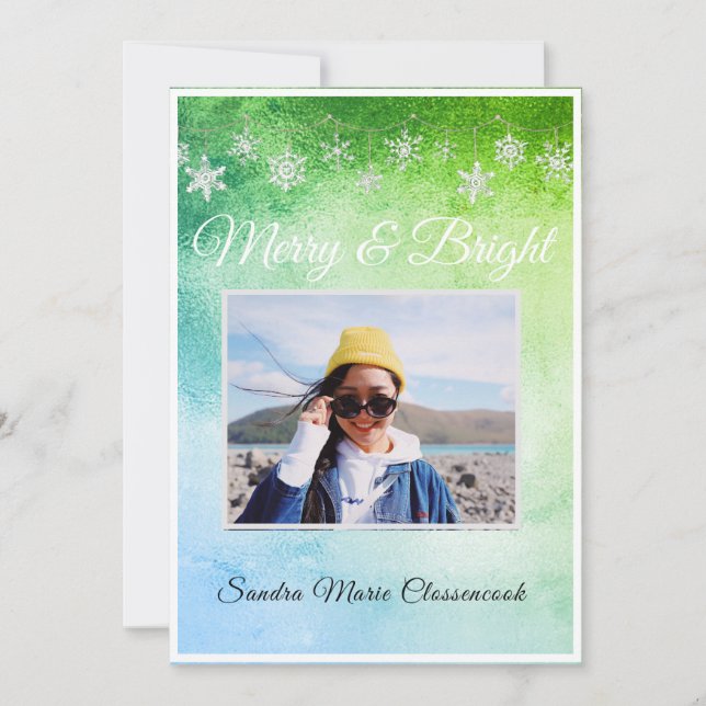 Moderne Simple minimaliste Métallique Vert et Bleu (Devant)