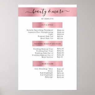 Moderne, simple, salon pricelist Poster