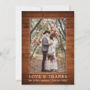 Moderne Simple Wood Love Merci photo Mariage
