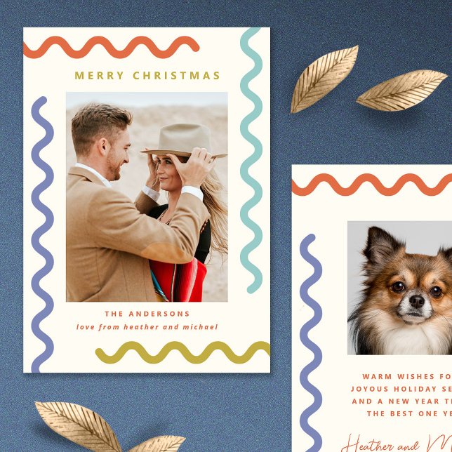 Moderne Squiggle Carte photo de vacances unique (Créateur téléchargé)