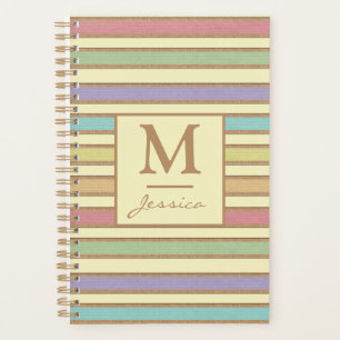 Moderne Style Pastel Ribbon Monogramme rayé