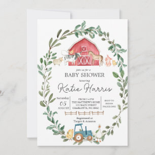 Moderne sur le Baby shower agricole Invitation
