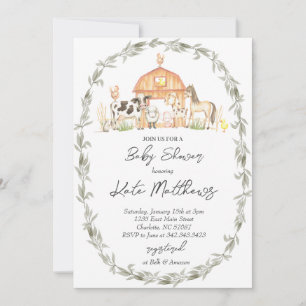 Moderne sur le Baby shower agricole Invitation