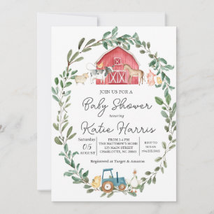 Moderne sur le Baby shower agricole Invitation
