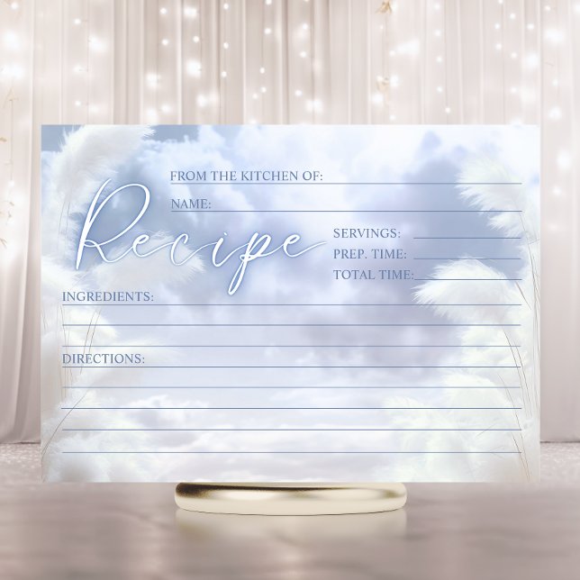 Moderne Sur Nuage Neuf 9 CARTES DE RECETTES Fêtes  (Modern On Cloud Nine 9 Bridal Shower RECIPE CARDS)