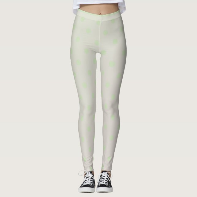 Moderne tendance Pastel Green Polka Dot Leggings (Devant)