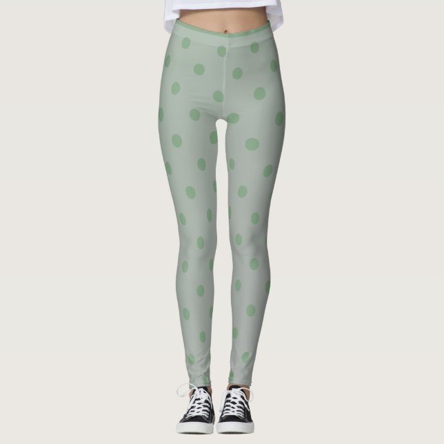 Moderne tendance Pastel Green Polka Dot Leggings (Devant)