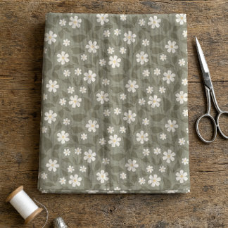 Moderne Tissu Ferme Fleur de Daisy Tons Olive et T