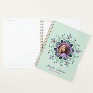 Moderne turquoise rose floral Mandala Doodles Phot
