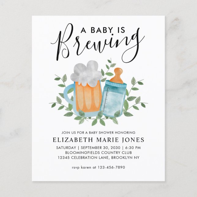 Moderne Un bébé brasse de la bière Baby shower bou (Devant)