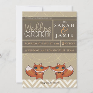 Moderne Unique Renards Mariage Couple Invitation