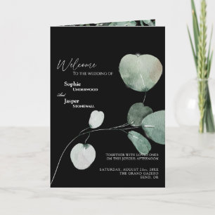Moderne verdure Mariage noir programme plié