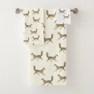Moderne Vintage Cute Beige Fox Motif sur l'ivoire