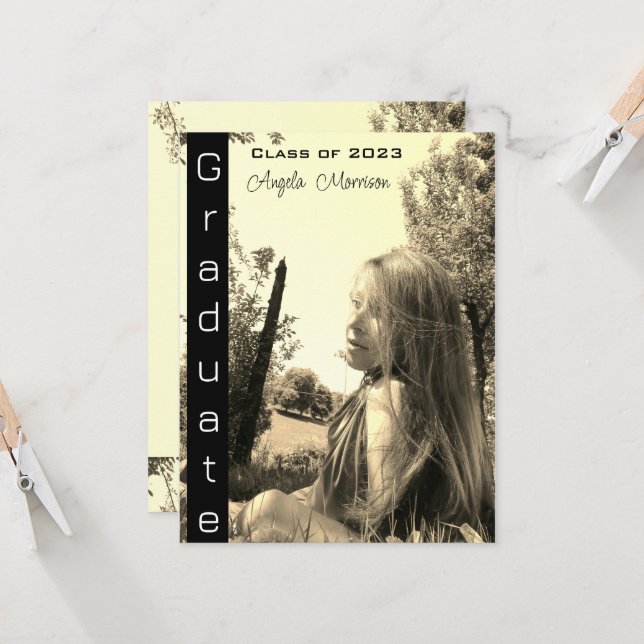 Moderne vintage naturel Photo Graduation (Devant/Arrière en situation)