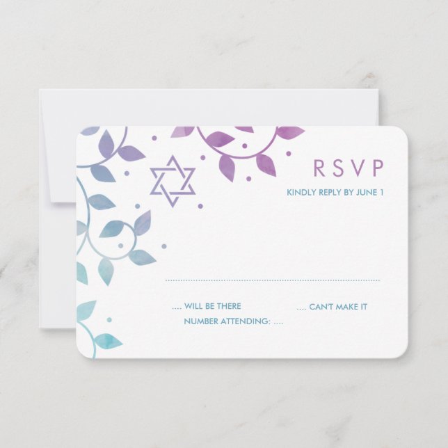 Moderne violet + Cartes Turquoises RSVP Bat mitzva (Devant)