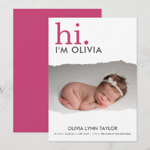 Moderne votre Faire-part de naissance de papier dé