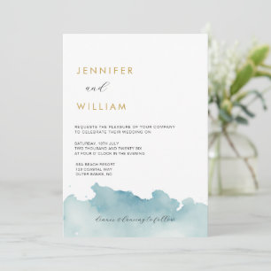 Moderne Watercolor Beach Wedding Invitation