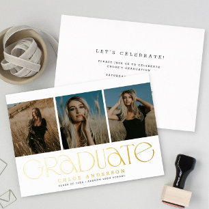 Moderne White Gold 3 Faire-part de diplôme photo