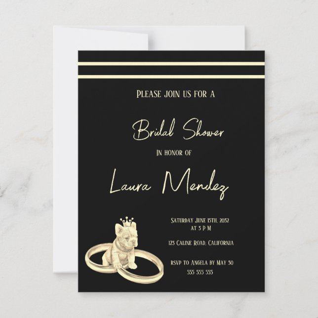 moderno perro oscuro Bridal Shower Invite (Devant)