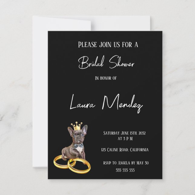 moderno perro oscuro Bridal Shower Invite (Devant)