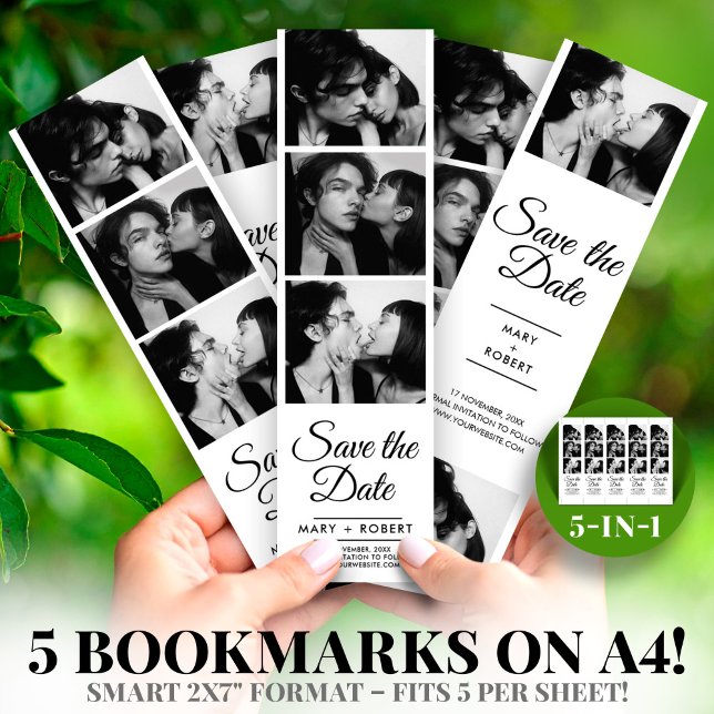 ModernPhoto Booth 2x7" Enregistrer la Mariage de d (Photo Booth 2x7" Save the Date Wedding Strip )