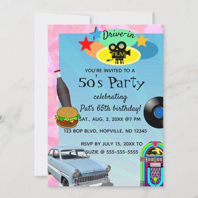 Modifiable Invitation de fête d'anniversaire des a (Devant)