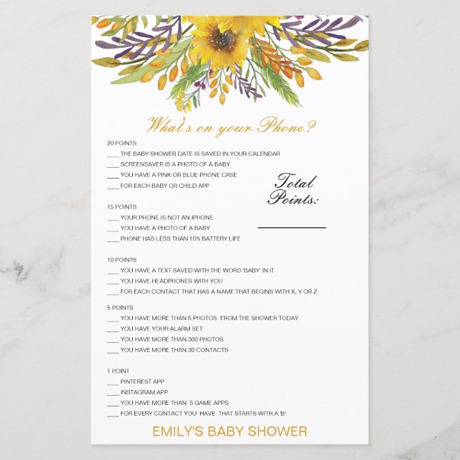 Modifier ce qui est sur votre jeu de Baby shower d (Devant)